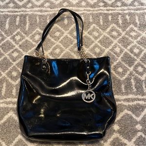 Michael Kors Black Shiny Tote Purse